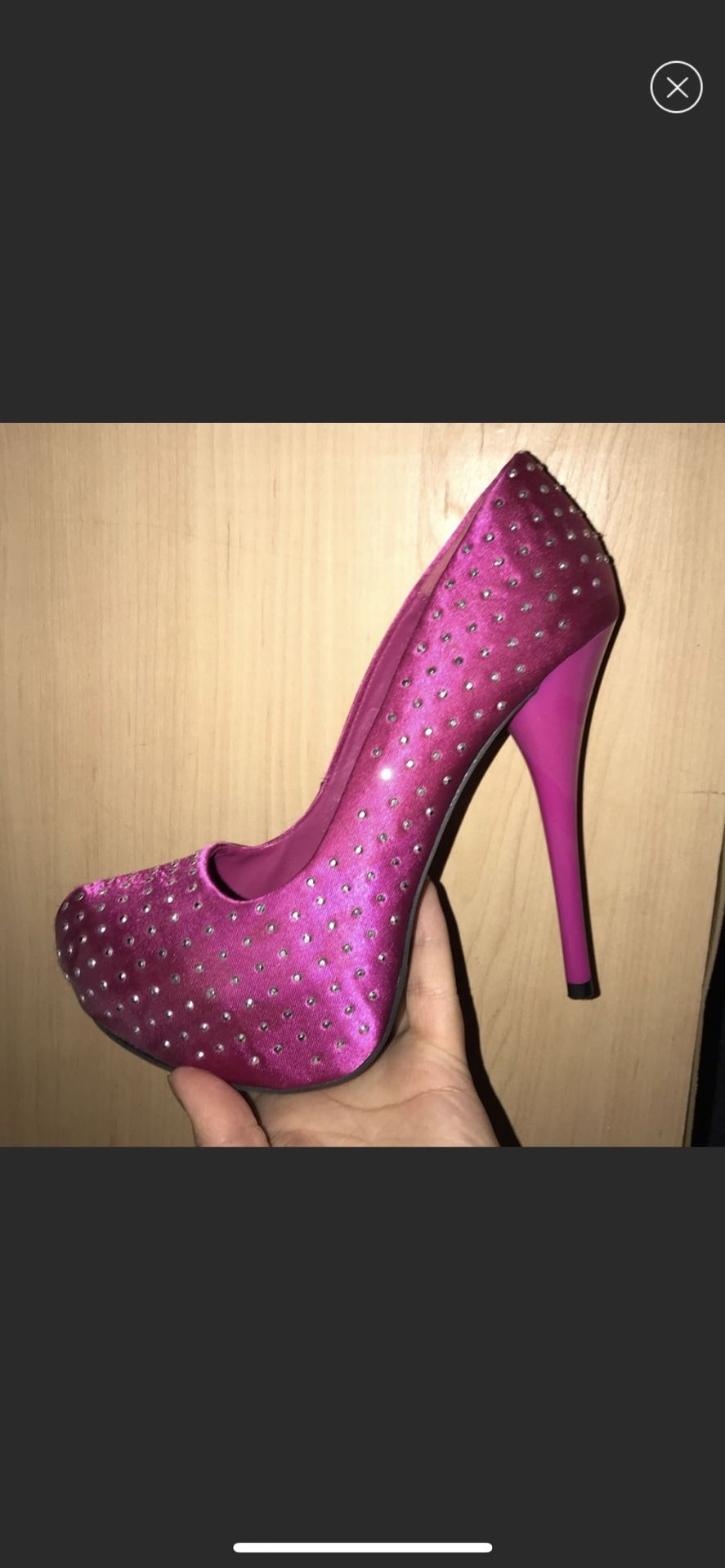 Hot pink and rhinestoned heels