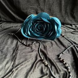 Elegant Teal Floral Clutch
