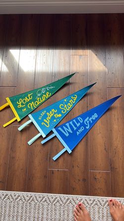 Set of 3 Felt Pennant Flags Nature Theme