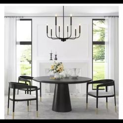 8-Light Traditional Matte Black Farmhouse Candle Height Adjustable Chandelier