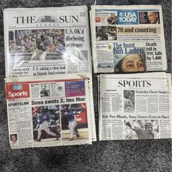 1998–2001 Sports & News Newspapers – Sammy Sosa Home Run Race, USA Today, Washington Post, Baltimore Sun