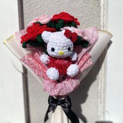 Red And Pink Crochet Hello Kitty Bouquet (ready For Pick Up) 