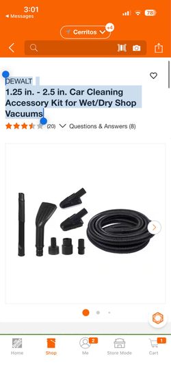 DEWALT 1.25 in. - 2.5 in. Car Cleaning Accessory Kit for Wet/Dry Shop Vacuums