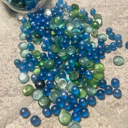 400+ Vintage Marbles - Blue, Green, Clear Earth Colors