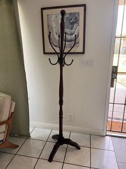 Wood and Metal Standing Coat Rack