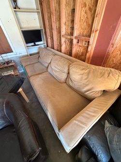 Beige Fabric 3-Seat Sofa