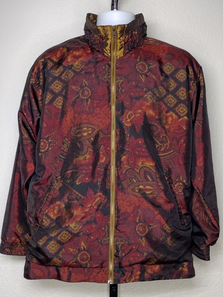 Vintage 80's Lavon Full Zip Parka Windbreaker Jacket Size Medium All Over Print