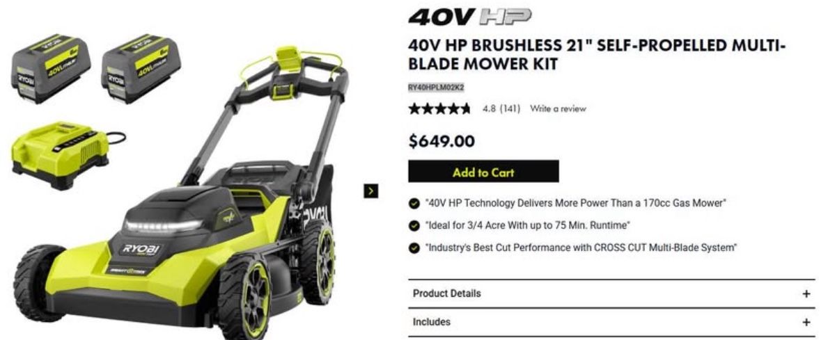 Ryobi 40V Mower