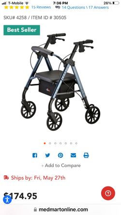 The Nova Star 8 Rollator is the newest addition to Nova's innovative line of rolling walkers. Travel in comfort and style with this sleek and modern