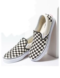 Vans, Men’s Checkerboard Slip-On, Black & Off White Shoes, Used Great Condition