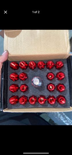 50mm Aluminum M12x1.5 6-Point 24mm OD Open End Red 20 Lug Nuts Set+Adapter
