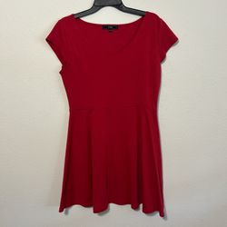 Red Cap Sleeve Fit, And Flare Mini Dress