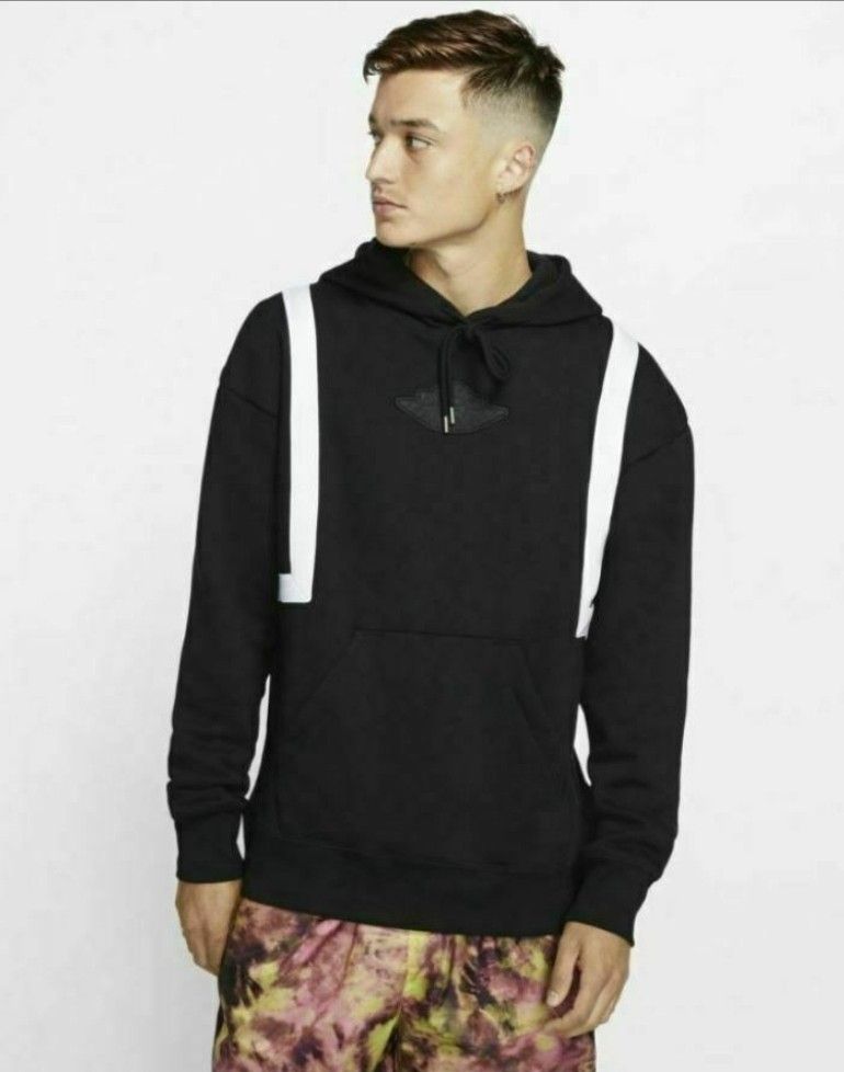 NIKE AIR JORDAN RETRO 1 WINGS SPORT DNA PULLOVER BLACK HOODIE AT9962-010 MENS SIZE MEDIUM