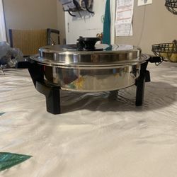 Vintage Royal Prestige Liquid Core Electric Skillet Stainless Steel 900W USA