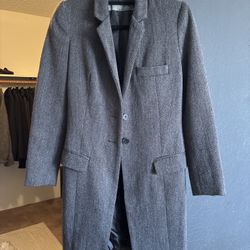 Zara Basic Gray Wool Blend Coat – Small