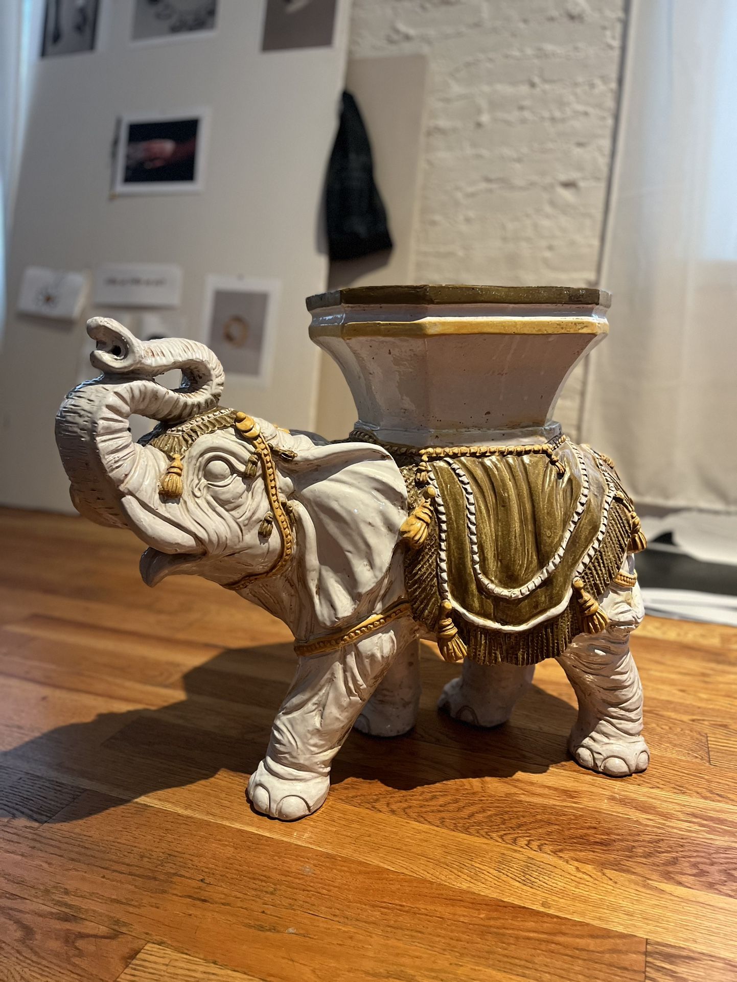 1960’s Vintage Large Terracotta Italy Ceramic Elephant Garden Stool 