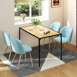 Homy Casa Milliken 5 Piece Dining Table Set with 4 Puzd Upholstered Chairs,Aloe