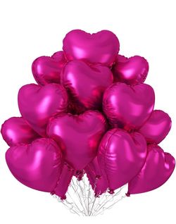Heart Foil Balloons Hot Pink & Red