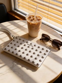 Michael Kors Studded Leather Wristlet Clutch