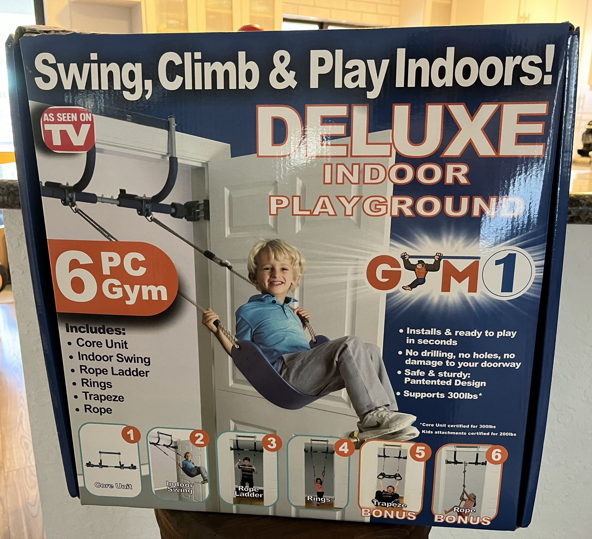 Indoor Playground Gym 1 Swing Climb Play 6pc