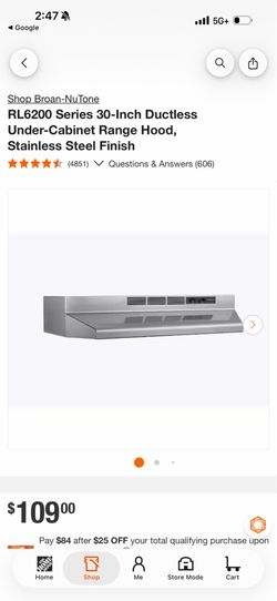 Shop Broan-NuTone RL6200 Series 30-Inch Ductless Under-Cabinet Range Hood, Stainless Steel Finish