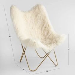 Ivory & Gold Cushioned Butterfly Chair