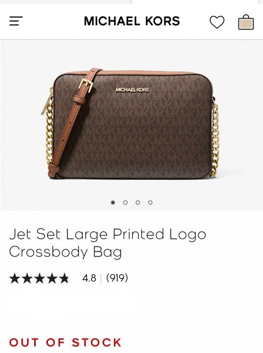 Michael Kors Brown Jet Set Large Printed Logo Crossbody Bag