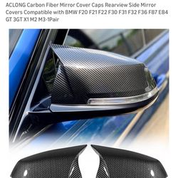 ACLONG Carbon Fiber Mirror Cover Caps Rearview Side Mirror Covers Compatible with BMW F20 F21 F22 F30 F31 F32 F36 F87 E84 GT 3GT X1 M2 M3-1Pair 