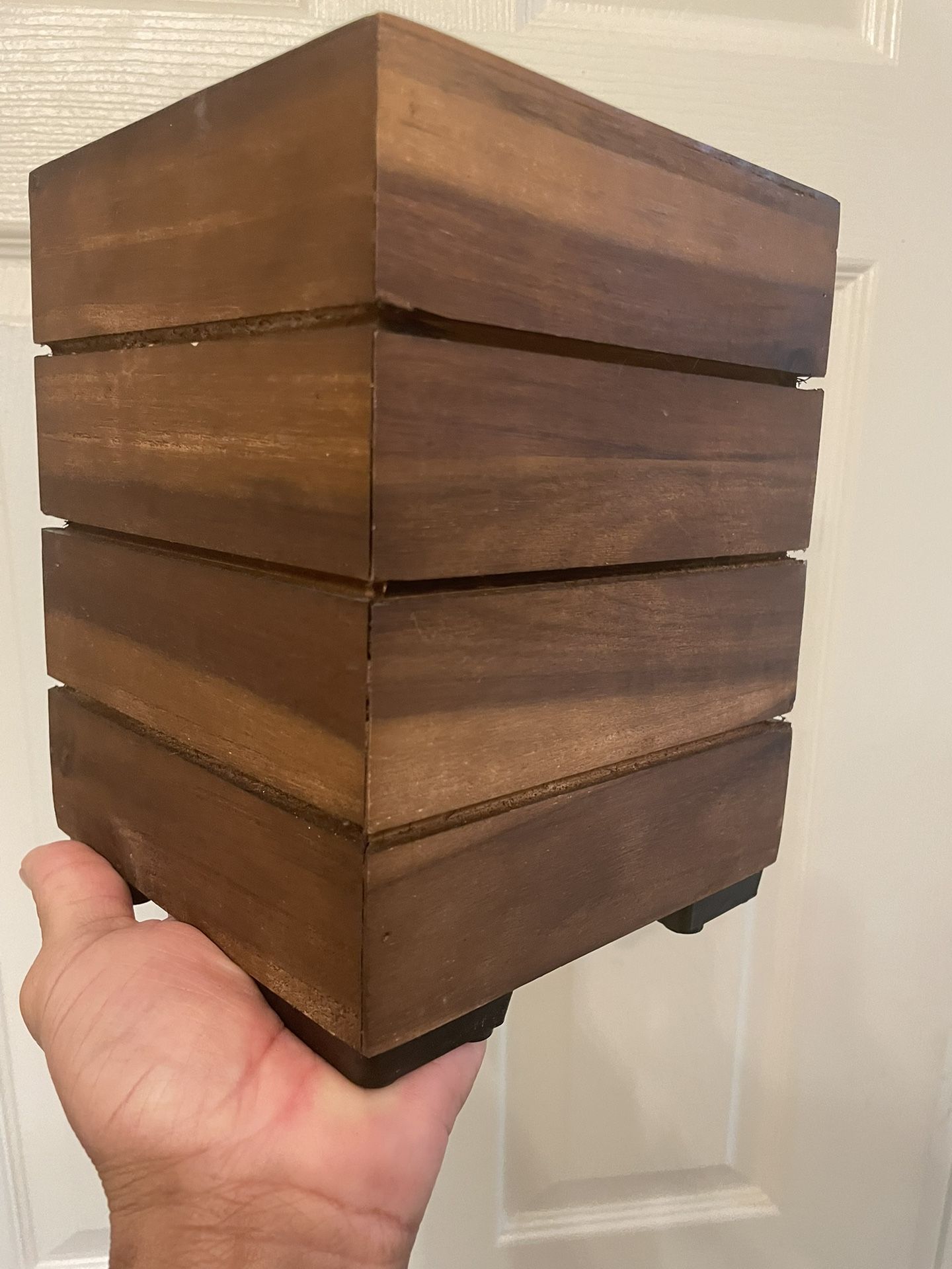 Wood Box Planter | Fits Plants In 4” Inch Nursery Pots | Cache Pot | Indoor Outdoor