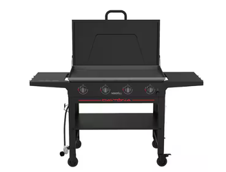 Daytona 4-Burner Propane Gas Griddle with Lid in Black