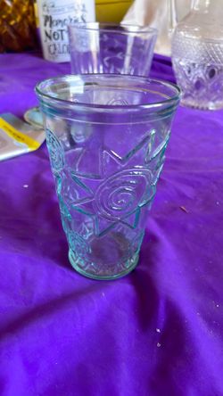 Vetreria Etruscan 90s retro swirl sun embossed drinking glass, made in Italy. 