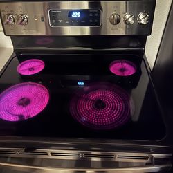 Gray and black stove