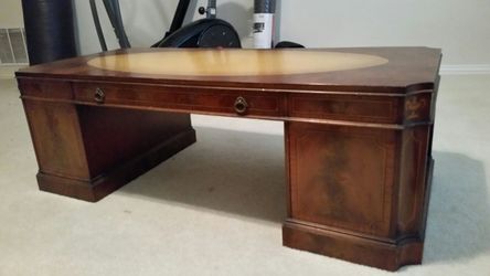Antique leather top coffee table
