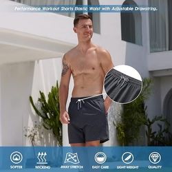 BRAND NEW IN BAG Yhjoxlp Mens Size 3X Workout Shorts 5" Short Shorts Soft Elastic Waist Running Gym Athletic Shorts with Zip Pockets - Gray