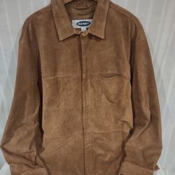 2000 OLD NAVY Men's Light Tan Brown Suede Zip-up Jacket