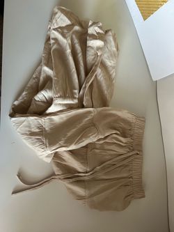 Beige Satin Skirt with Elastic Waistband