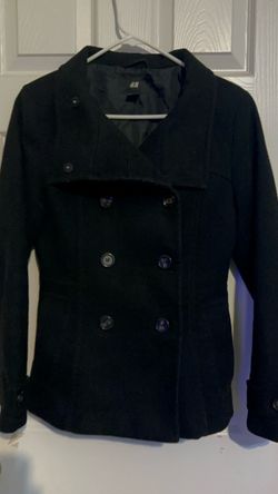 H&M Black Double-Breasted Pea Coat