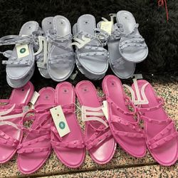 Plastic Sandals Pink and Pale Blue Size 8 + 9