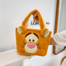 Tigger Winnie the Pooh fur tote bag reversible fuzzy cartoon bear yellow pumpkin