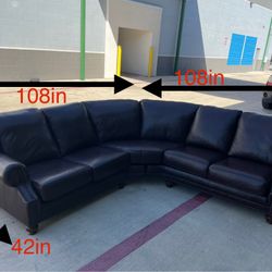 Brown 2pc Top Grain Sectional By Leather Creations (DELIVERY AVAILABLE)