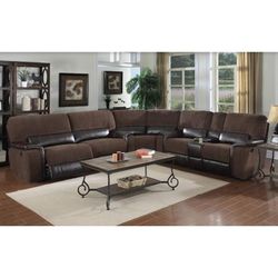 Brown Sofa Sectional W/ 4x Recliners