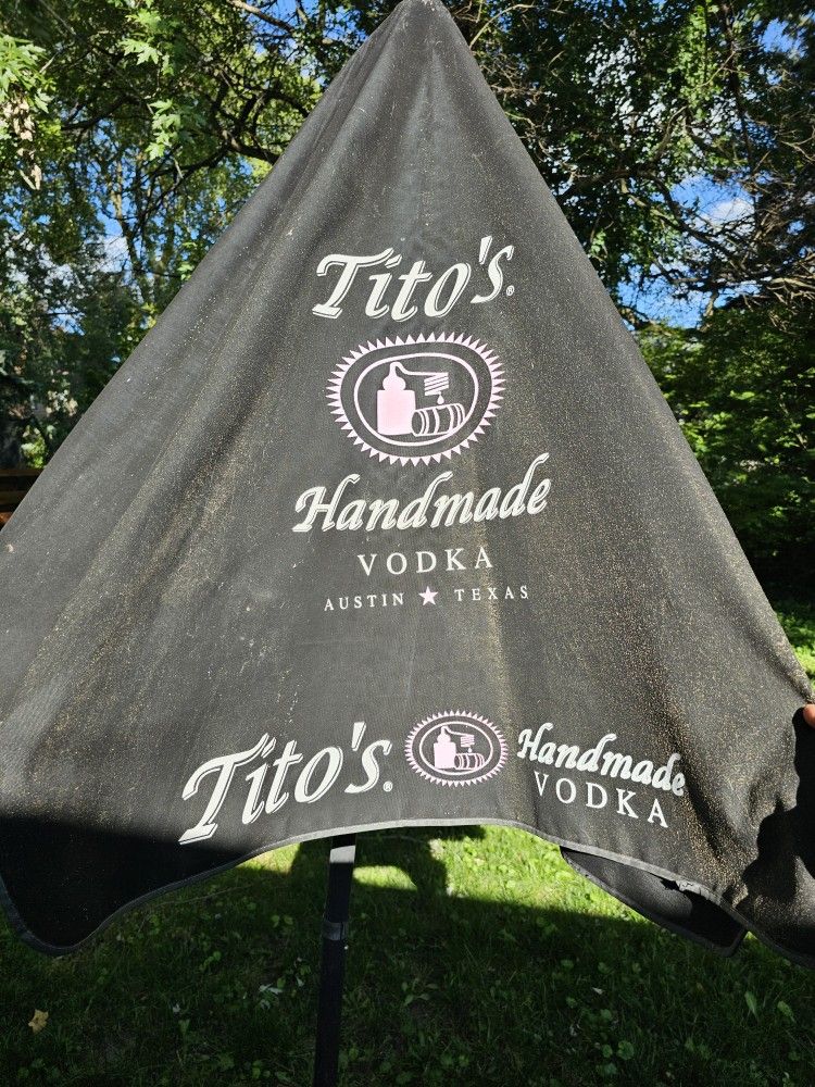 Tito's Vodka 9ft Umbrella With Cast Iron Base