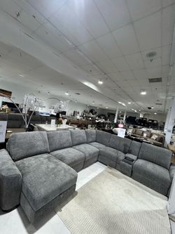 Grey 7pc Sliding Sectional w/ Storage Chaise