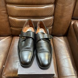 Lenardi Black Leather Loafers Size 7.5