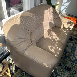 Tan/cream Leather Couch