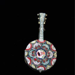 Vintage 1930s 1940s Mosaic Banjo Mediterranean Style Brooch Pin Made In Italy 