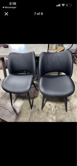Set of 2 Black Faux Leather Dining Chairs