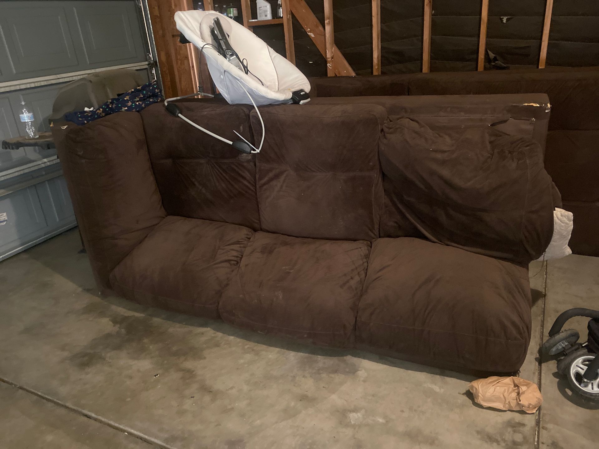 Sectional brown couch