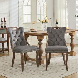Gray Tufted Velvet Dining Chairs Set of 6