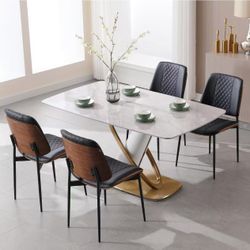 Dining Chairs Set of 2.PU Leather Armless Kitchen Chair in Modern Walnut Style, Mid Century Bentwood Side Chair with Metal Legs, Retro Accent Guest C